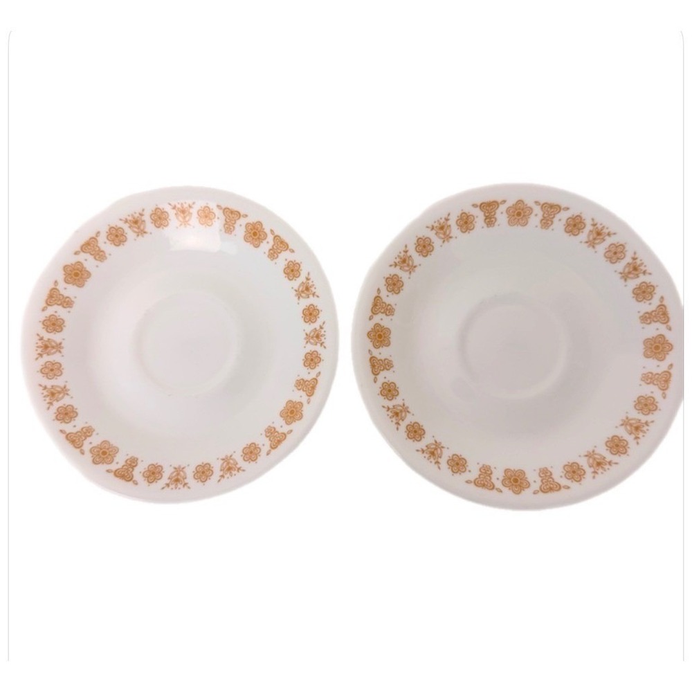 Corelle‎ Butterfly Gold Saucers Set of 8 White Gold Vintage 6" Vitrelle Glass - Picture 11 of 15